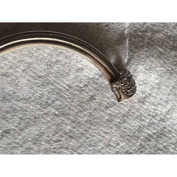 Slane & Slane Sterling Silver Diamond In 10k Gold Clasp Hinged Bracelet 43 G - Picture 13 of 16